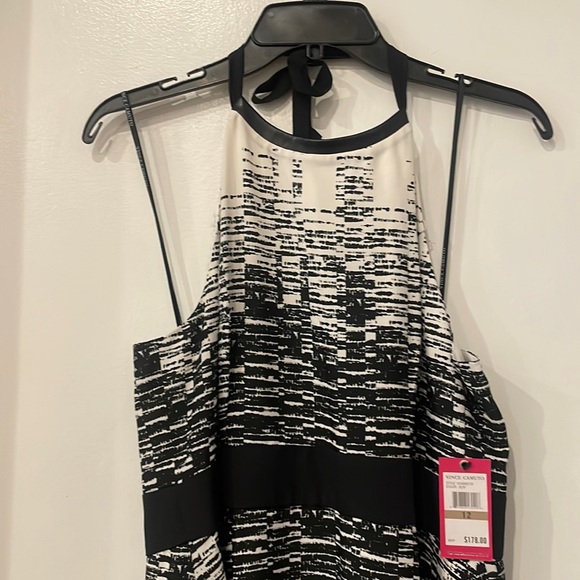 Vince Camuto Black & White Halter Neck Empire Waist Formal Dress SZ12-never worn - Picture 1 of 7
